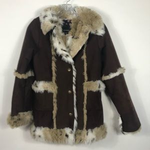 1 Madison Winter Coat Animal print faux fur & Suede  Youth Medium 10 - 12